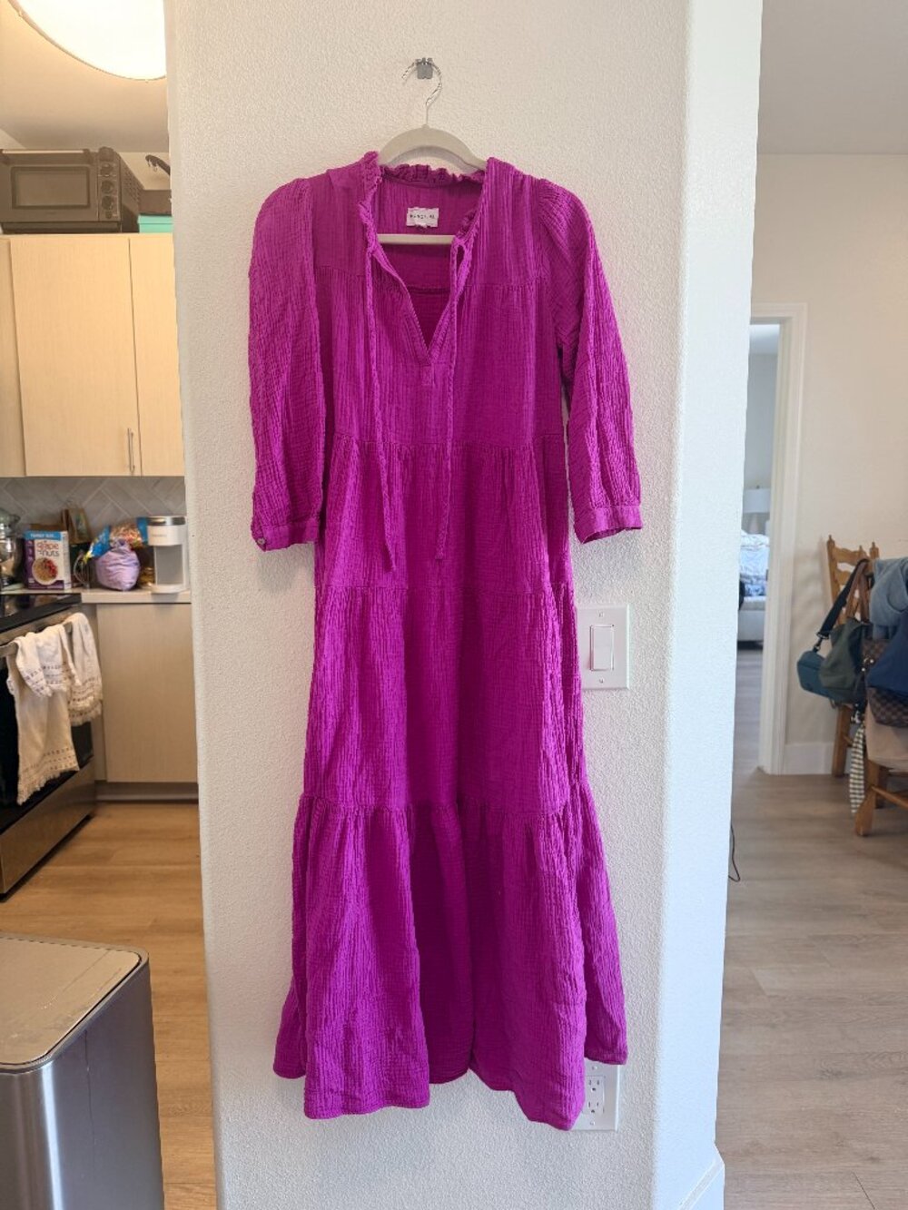 Honorine Pink/Purple Long Giselle Gauze Dress – Size Small